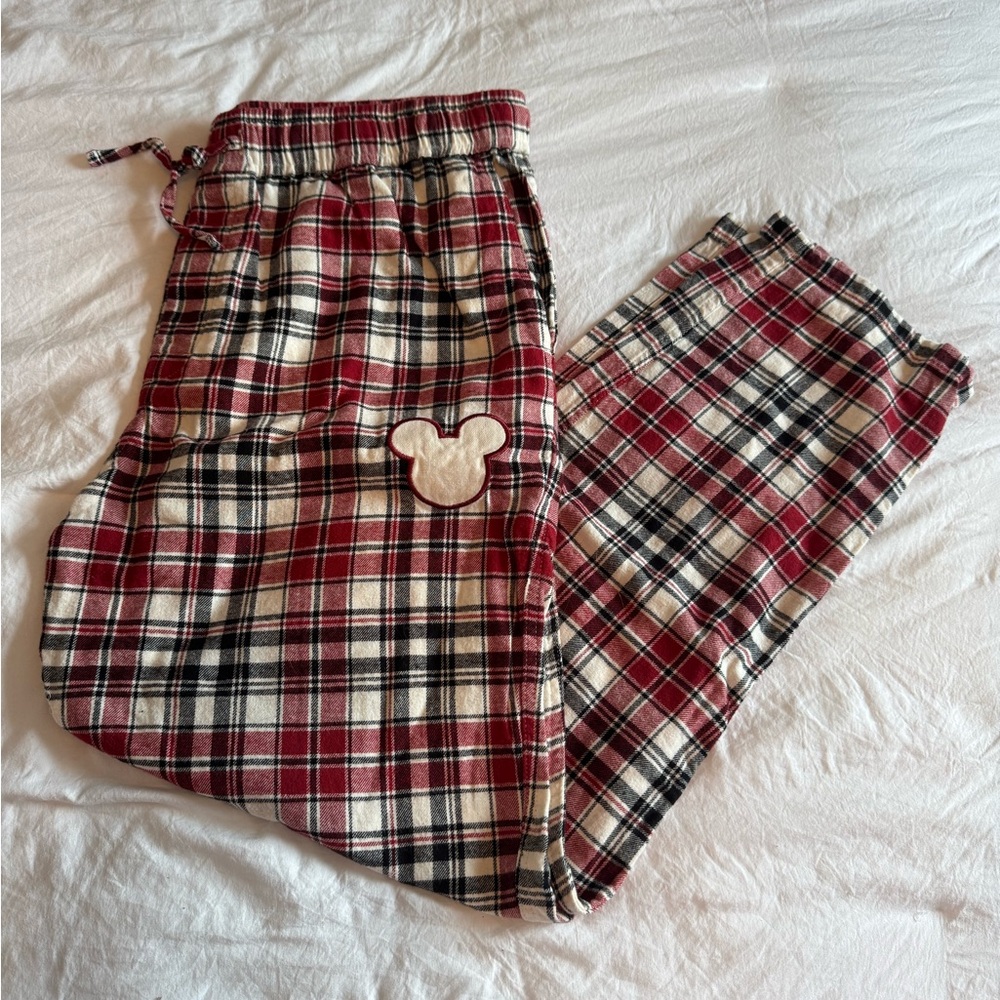 disney mickey plaid pajama bottoms, size: large, color: multi, worn once